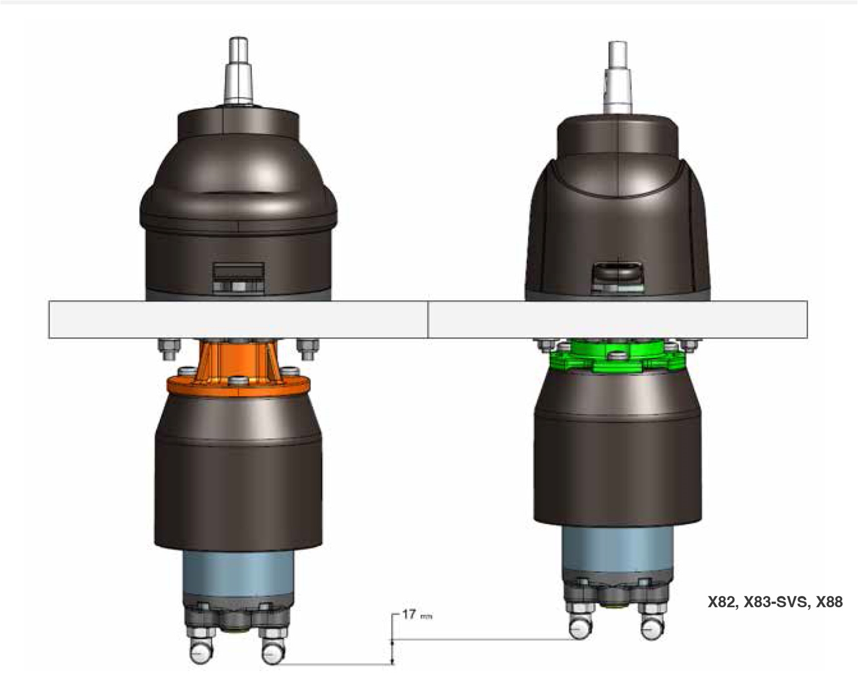 X52 To X82 Tilt Mechanism Mounting Specifications X52 To X82 Mounting Specifications